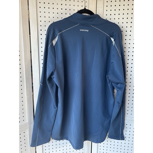 Saucony Run Warm Quarter Zip Men's XL Blue Reflective Jacket Shirt Long SLV - Picture 8 of 9